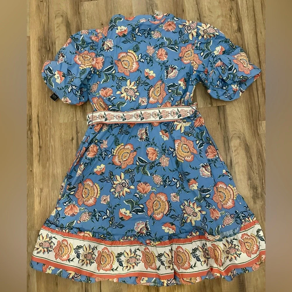 Nicole Miller Cotton Floral Belted Dress - Picture 2 of 2